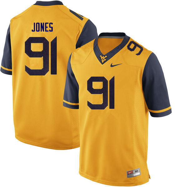 NCAA Men's Reuben Jones West Virginia Mountaineers Gold #91 Nike Stitched Football College Authentic Jersey FG23G18IP